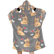 Load image into Gallery viewer, Love Letter English Bulldogs Blanket Hoodie for Women-Apparel-Apparel, Blankets-12