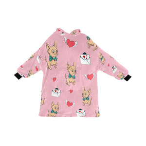 Love Letter Fawn Chihuahua Blanket Hoodie for Women-Apparel-Apparel, Blankets-Pink-ONE SIZE-7