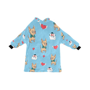 Love Letter Fawn Chihuahua Blanket Hoodie for Women-Apparel-Apparel, Blankets-SkyBlue1-ONE SIZE-1