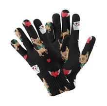 Load image into Gallery viewer, Love Letter Fawn Chihuahua Love Touch Screen Gloves-Accessories-Accessories, Chihuahua, Dog Dad Gifts, Dog Mom Gifts, Gloves-Black-1