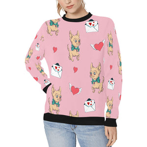 Love Letter Fawn Chihuahua Love Women's Sweatshirt-Apparel-Apparel, Chihuahua, Sweatshirt-Pink-XS-2