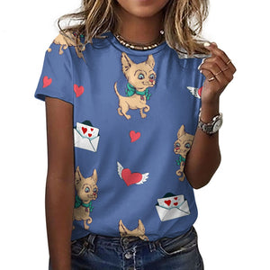 Love Letter Fawn Chihuahuas All Over Print Women's Cotton T-Shirt - 4 Colors-Apparel-Apparel, Chihuahua, Shirt, T Shirt-2XS-White-10