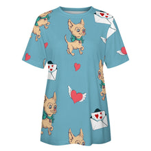 Load image into Gallery viewer, Love Letter Fawn Chihuahuas All Over Print Women&#39;s Cotton T-Shirt - 4 Colors-Apparel-Apparel, Chihuahua, Shirt, T Shirt-2XS-White-12