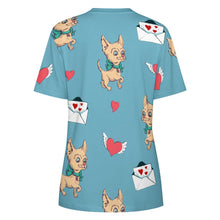 Load image into Gallery viewer, Love Letter Fawn Chihuahuas All Over Print Women&#39;s Cotton T-Shirt - 4 Colors-Apparel-Apparel, Chihuahua, Shirt, T Shirt-2XS-White-14