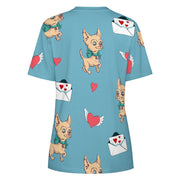 Love Letter Fawn Chihuahuas All Over Print Women's Cotton T-Shirt - 4 Colors-Apparel-Apparel, Chihuahua, Shirt, T Shirt-2XS-White-14