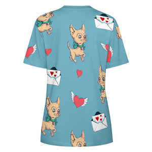 Love Letter Fawn Chihuahuas All Over Print Women's Cotton T-Shirt - 4 Colors-Apparel-Apparel, Chihuahua, Shirt, T Shirt-2XS-White-14