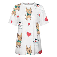 Load image into Gallery viewer, Love Letter Fawn Chihuahuas All Over Print Women&#39;s Cotton T-Shirt - 4 Colors-Apparel-Apparel, Chihuahua, Shirt, T Shirt-2XS-White-2
