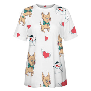 Love Letter Fawn Chihuahuas All Over Print Women's Cotton T-Shirt - 4 Colors-Apparel-Apparel, Chihuahua, Shirt, T Shirt-2XS-White-2