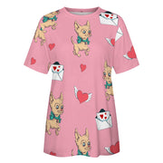 Love Letter Fawn Chihuahuas All Over Print Women's Cotton T-Shirt - 4 Colors-Apparel-Apparel, Chihuahua, Shirt, T Shirt-2XS-White-5