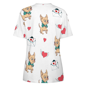 Love Letter Fawn Chihuahuas All Over Print Women's Cotton T-Shirt - 4 Colors-Apparel-Apparel, Chihuahua, Shirt, T Shirt-2XS-White-6
