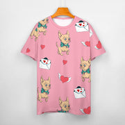 Love Letter Fawn Chihuahuas All Over Print Women's Cotton T-Shirt - 4 Colors-Apparel-Apparel, Chihuahua, Shirt, T Shirt-2XS-White-7