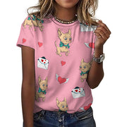 Love Letter Fawn Chihuahuas All Over Print Women's Cotton T-Shirt - 4 Colors-Apparel-Apparel, Chihuahua, Shirt, T Shirt-2XS-White-8