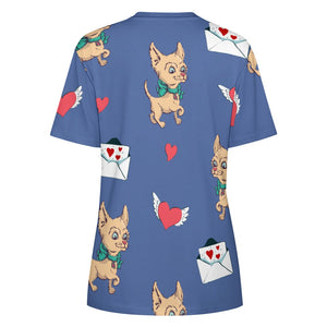 Love Letter Fawn Chihuahuas All Over Print Women's Cotton T-Shirt - 4 Colors-Apparel-Apparel, Chihuahua, Shirt, T Shirt-2XS-White-9