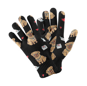 Love Letter Pug Touch Screen Gloves-Accessories-Accessories, Dog Dad Gifts, Dog Mom Gifts, Gloves, Pug-Black-5