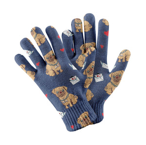 Love Letter Pug Touch Screen Gloves-Accessories-Accessories, Dog Dad Gifts, Dog Mom Gifts, Gloves, Pug-Navy-3