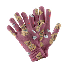 Load image into Gallery viewer, Love Letter Pug Touch Screen Gloves-Accessories-Accessories, Dog Dad Gifts, Dog Mom Gifts, Gloves, Pug-Rose gold-1