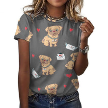 Load image into Gallery viewer, Love Letter Fawn Chihuahua All Over Print Women&#39;s Cotton T-Shirt - 4 Colors-Apparel-Apparel, Chihuahua, Shirt, T Shirt-18