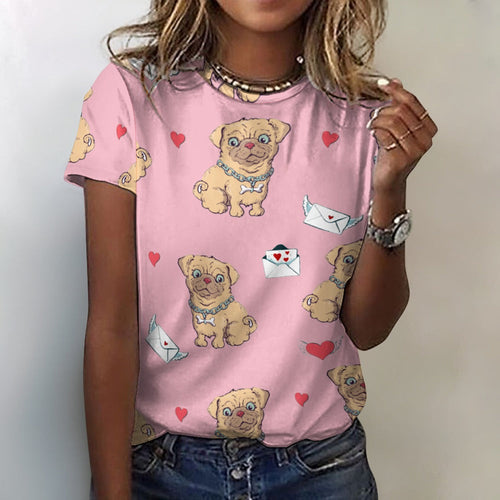 Love Letter Fawn Chihuahua All Over Print Women's Cotton T-Shirt - 4 Colors-Apparel-Apparel, Chihuahua, Shirt, T Shirt-2XS-Pink-16