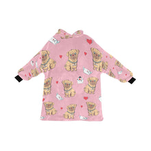 Load image into Gallery viewer, Love Letter Pugs Blanket Hoodie for Women-Apparel-Apparel, Blankets-Pink-ONE SIZE-1