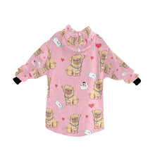 Load image into Gallery viewer, Love Letter Pugs Blanket Hoodie for Women-Apparel-Apparel, Blankets-2