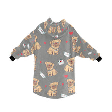 Load image into Gallery viewer, Love Letter Pugs Blanket Hoodie for Women-Apparel-Apparel, Blankets-11
