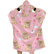 Load image into Gallery viewer, Love Letter Pugs Blanket Hoodie for Women-Apparel-Apparel, Blankets-4