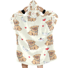 Load image into Gallery viewer, Love Letter Pugs Blanket Hoodie for Women-Apparel-Apparel, Blankets-12