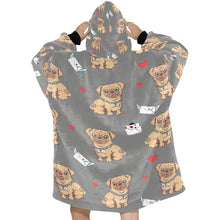 Load image into Gallery viewer, Love Letter Pugs Blanket Hoodie for Women-Apparel-Apparel, Blankets-13