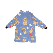 Load image into Gallery viewer, Love Letter Pugs Blanket Hoodie for Women-Apparel-Apparel, Blankets-CornflowerBlue-ONE SIZE-5