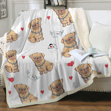 Load image into Gallery viewer, Love Letter Pugs Soft Warm Fleece Blanket - 4 Colors-Blanket-Blankets, Home Decor, Pug-Ivory-Small-2