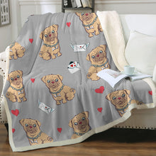 Load image into Gallery viewer, Love Letter Pugs Soft Warm Fleece Blanket - 4 Colors-Blanket-Blankets, Home Decor, Pug-Warm Gray-Small-4