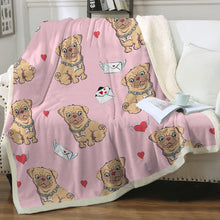 Load image into Gallery viewer, Love Letter Pugs Soft Warm Fleece Blanket - 4 Colors-Blanket-Blankets, Home Decor, Pug-Soft Pink-Small-1
