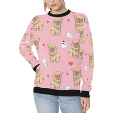Load image into Gallery viewer, Love Letter Pugs Women&#39;s Sweatshirt-Apparel-Apparel, Pug, Sweatshirt-Pink-XS-1