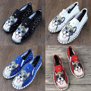 Love Staffordshire Bull Terrier Embroidered Canvas Loafers-Footwear-Dogs, Footwear, Shoes, Staffordshire Bull Terrier-1