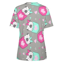 Load image into Gallery viewer, Lovely Pocket Pug Love All Over Print Women&#39;s Cotton T-Shirt - 4 Colors-Apparel-Apparel, Pug, Shirt, T Shirt-2