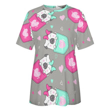 Load image into Gallery viewer, Lovely Pocket Pug Love All Over Print Women&#39;s Cotton T-Shirt - 4 Colors-Apparel-Apparel, Pug, Shirt, T Shirt-14