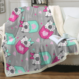Lovely Pocket Pug Love Soft Warm Fleece Blanket-Blanket-Blankets, Home Decor, Pug-12