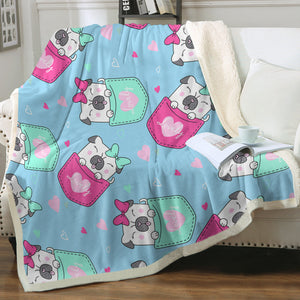 Lovely Pocket Pug Love Soft Warm Fleece Blanket-Blanket-Blankets, Home Decor, Pug-14