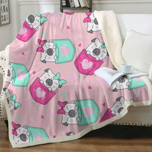 Lovely Pocket Pug Love Soft Warm Fleece Blanket-Blanket-Blankets, Home Decor, Pug-15