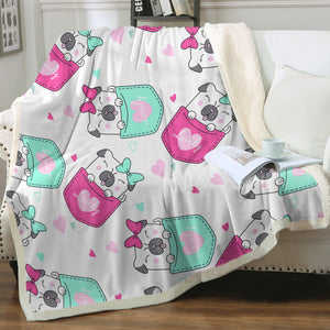 Lovely Pocket Pug Love Soft Warm Fleece Blanket-Blanket-Blankets, Home Decor, Pug-Ivory-Small-2