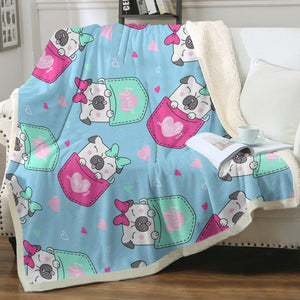 Lovely Pocket Pug Love Soft Warm Fleece Blanket-Blanket-Blankets, Home Decor, Pug-Sky Blue-Small-3