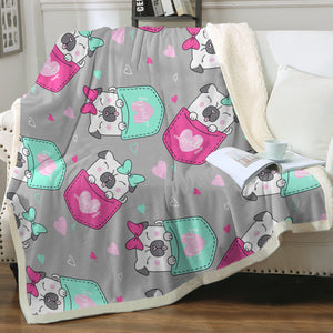 Lovely Pocket Pug Love Soft Warm Fleece Blanket-Blanket-Blankets, Home Decor, Pug-Warm Gray-Small-1