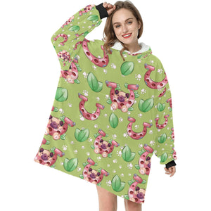 Lucky Pug Love Blanket Hoodie for Women-Apparel-Apparel, Blankets-11