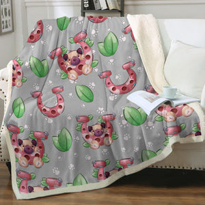 Lucky Pug Love Soft Warm Fleece Blanket - 4 Colors-Blanket-Blankets, Home Decor, Pug-Warm Gray-Small-2