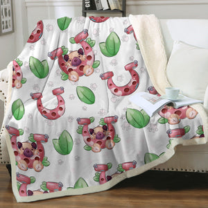 Lucky Pug Love Soft Warm Fleece Blanket - 4 Colors-Blanket-Blankets, Home Decor, Pug-Ivory-Small-3