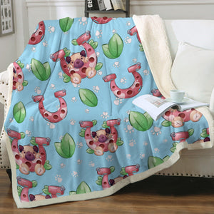 Lucky Pug Love Soft Warm Fleece Blanket - 4 Colors-Blanket-Blankets, Home Decor, Pug-Sky Blue-Small-4