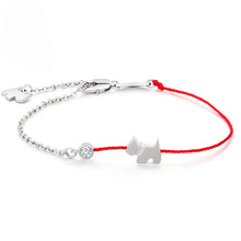 Load image into Gallery viewer, Lucky Red Thread Schnauzer Silver Bracelet-Dog-Silver-4