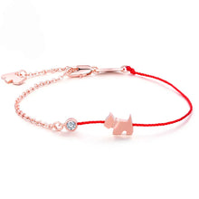 Load image into Gallery viewer, Lucky Red Thread Scottish Terrier Silver Bracelet-Dog-Rose Gold-5