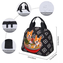 Load image into Gallery viewer, Size image of Corgi lunch bag in the cutest lunch time Corgis design
