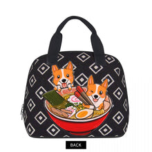 Load image into Gallery viewer, Back image of Corgi lunch bag in the cutest lunch time Corgis design